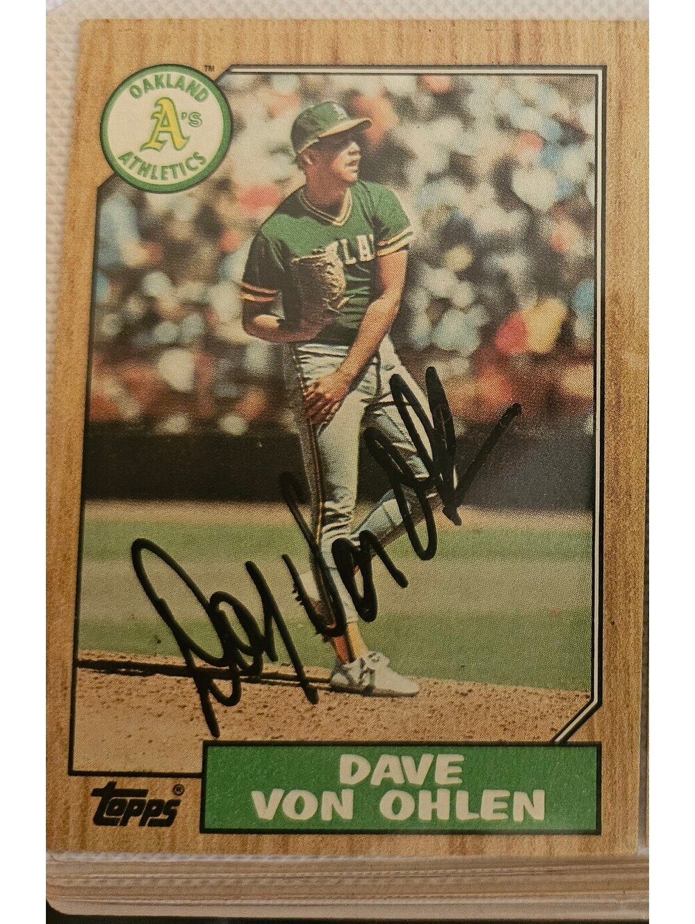 AUTOGRAPHED SIGNED 1987 Topps Dave Von Ohlen Oakland Athletics #287 (X2)